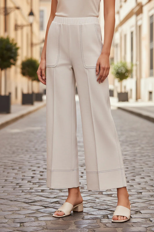 PULL ON CROP WIDE LEG TROUSERS